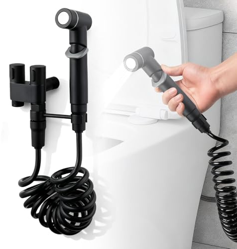 Kit Douchette WC, Douchette Toilette avec robinet mitigeur double commande et flexible, Douchette de Bidet pour le bain des animaux, les soins personnels et la salle de bain