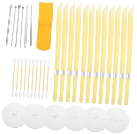 MUCKLILY 2sets Candele per Rimozione Cerume in Cera d Api Kit con Aromaterapia e Disco Protettivo per Pulizia Orecchie Sicura Adatto Uso Domestico per Adulti