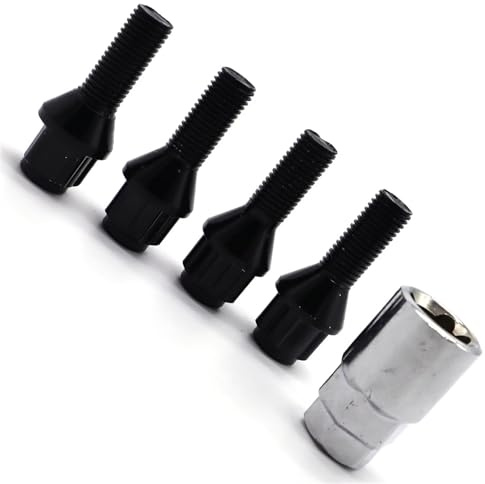 Bulloni Antifurto Compatibile Con Per La Serie 6 Per E24 E63 E64 4X Bulloni Di Bloccaggio Per Cerchi In Lega Per Auto Dadi Alette Nero M12x1.5 17mm Bullone Esagonale Conico Per Pneumatici