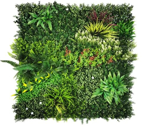 Floordirekt Pflanzenwand Meadow 100×100 cm – Künstliche Pflanzenwand mit klick-System – Naturgetreue, pflegefreie Grünwand – Für Innen- & Außenbereiche