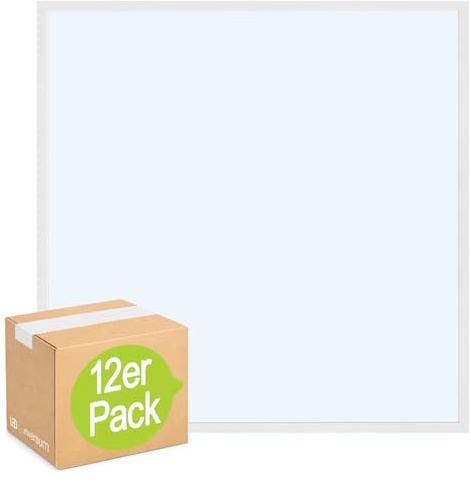 LED Universum – LED Deckenleuchte Panel 62x62 cm, 40 W/4000 lm, 6500 K, UGR<22, flimmerfrei, 120° Abstrahlwinkel, schmaler Rand, Einlegeleuchte Rasterdecke/Odenwalddecke, Treiber inkl., Weiß