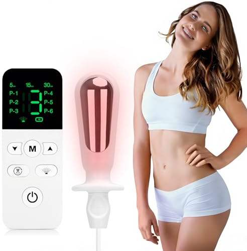 Pelvic Floor Muscle Trainer for Women, 3-in-1 Kegel Exerciser with Red Light, EMS Electrical Stimulation & Vibration Massage for Bladder Control, Urinary Incontinence Support & Postpartum Recovery