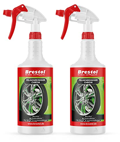 Pulitore cerchioni cromato 2 X 750 ML pronto all' uso con testa di spruzzo professionale (7356) – -Per cromato Cerchioni Cerchioni in Alluminio Acciaio Cerchioni – PH NEUTRO – Original brestol