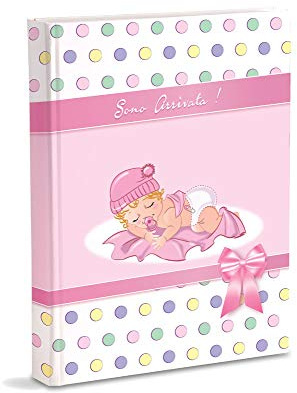 Album Foto Nascita con Diario 23X30Cm 56 Pg Bianche e 4 Pg Diario Personalizzabili Pagine in Cartoncino Spesso e Resistente Intervallate da Pergamino