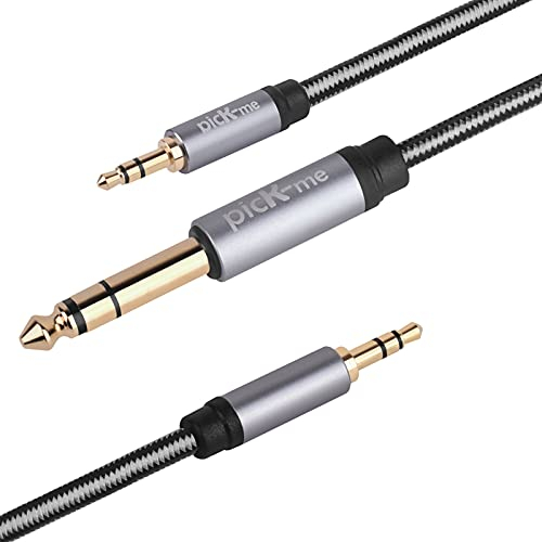 Oluote TRS da 3.5mm Maschio a TRS 6.35mm + 3.5mm Maschio Cavo Audio Jack, Cavo Ausiliario Stereo per Interfaccia Digitale, Registratore, Chitarra, Amplificatore Strumento Musicale ecc (3)