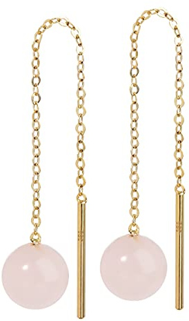 NKlaus Durchzieher-Ohrring 585er Gelbgold 14 Karat diamantiert 2 Stück | Steindurchmesser 6,1–6,3mm; Stablänge 12mm; Stabdicke 0,8mm; Ankerkette 47mm; ca. 1,2g