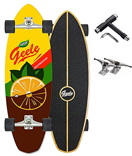 Skateboard Deck Longboard Cruiser Skateboard Erwachsene AnfäNger 32 Zoll Special Edition Komplettboard inkl. T-Tool, mit High Speed ABEC-11 Kugellagern, Drop-Through Freeride Skaten Cruiser Boards,A