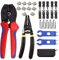 QeeHeng Kit d'outils de Pince a Sertir Solaires Pour Panneau Solaire 2,5/4,0/6,0 mm²,1 pince à sertir, 1 pince à dénuder, 5 paires de connecteurs de panneau solaire mâle/femelle, 35PCS