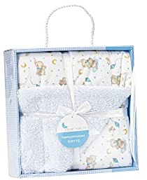 Interbaby Copertina Neonato Elefante blu in tessuto Sherpa