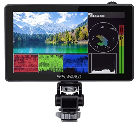FEELWORLD LUT5 5.5 Pollice 3000nits Ultra Bright DSLR Camera Field Monitor Auto Dimming Touchscreen HDR 3D LUT con Forma d'onda F970 Alimentazione Esterna e Kit di Installazione 4K HDMI Uscita