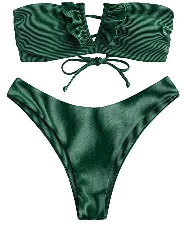 ZAFUL - Bikini da donna a fascia, senza spalline, sexy, con motivo floreale, S