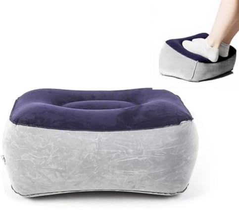 Nicoone Inflatable Foot Rest Pillow, Portable Travel Footrest | Compact blow-up cushion; leg support for flights, cars, offices and home