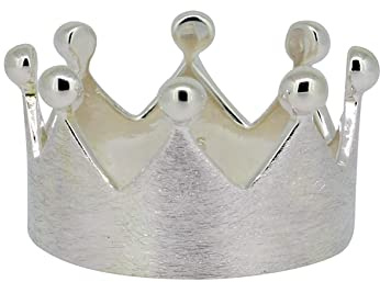 Kronen Ring Silberring Damen 925 Sterling Silber Crown Herren Ring gebürstet Kronenring | RG: (56 (17.8))