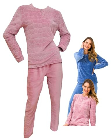 Il Granchio Pigiama Donna Pile Effetto Coral - Pigiama Donna Pile Morbido - Pigiama Donna Invernale - Pigiama Donna Coral - Pigiama Donna Felpato Bottoni