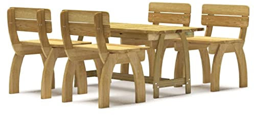 Hommdiy 5-TLG. Gartenmöbel Gartengarnitur Kiefernholz Imprägniert Tisch Bank Gartenbank Gartentisch Sitzgruppe Gartenset Sitzgarnitur