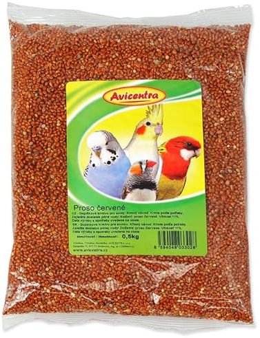 Avicentra Kolbenhirse Rot, Hirse Vogelfutter, Wellensittiche Futter, Wellensittichfutter, Vögel und Papageien Futter, 500g