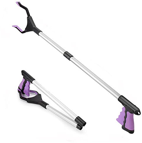 26 inch Litter Picker Grabber Stick, Foldable Small Grabber Reacher Tool for Kids, Trash Picker Grabber Reacher Tool Heavy Duty Short Reacher Grabber Pickup Tool for Elderly (26 Purple)