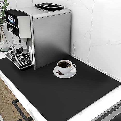 SOSMAR Draining Mat, Super Absorbent Quick Dry Dish Drying Pad, Kitchen Dish Drainer Mat for Sink, Non-Slip Counter Protector for Coffee Machine, Black, 40x50cm | Super Absorbent Quick Dry Draining Mat，Anti Slip Drainer Mat，For kitchen Sink Counter