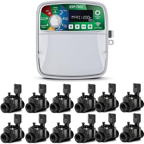 Programador de Riego automático Eléctrico ESP-TM2 12 zonas Interior R.Bird + 12 Electroválvulas 100HV 24V 1