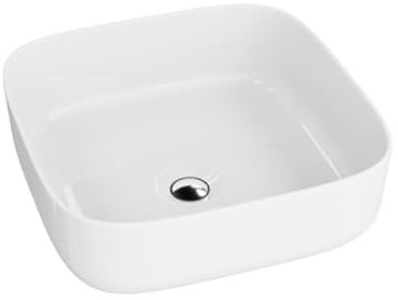 LAVITA Aufsatzwaschtisch Galera Mini Aufsatzwaschbecken Quadrat Waschbecken ohne Überlauf und Hahnloch Aus hochwertigem Porzellan Waschtisch modernes Badkeramik Waschplatz 39x39x14 cm Weiß