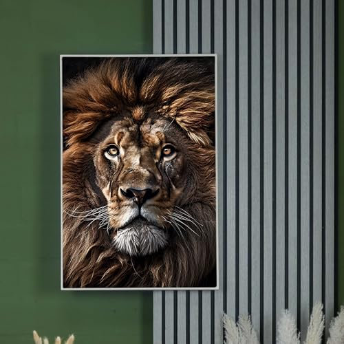 sedax LED Bilder Tiere | Löwe Power 30 x 40 Holz Flora – Stimmungsvolle LED Beleuchtung, Individuell & langlebig I Modernes Wandbild mit warmweißen & kaltweißen LEDs für gemütliche Atmosphäre
