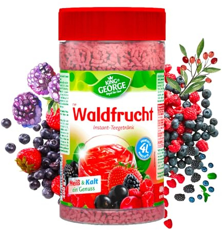 KING GEORGE - Bevanda istantanea alla frutta della foresta, 12 x 400 g, con vitamina C – Tè briciole – Polvere per bevande analcoliche e dissetante per l'estate