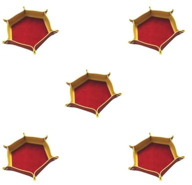 5er-Set Würfeltablett aus PU-Leder, doppelseitige Würfelmatte für Brettspiele, Münzen, Bonbonrot, Gelb