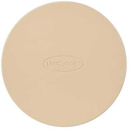 Unicook Pizza Stone 30.5 cm, Cordierite Bread Baking Stone for Oven and Grill, Thermal Shock Resistant, Including Dough Scraper