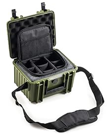 B&W International B&W - Maletín de Transporte para Exteriores Tipo 2000, Color Bronce y Verde, con Bolsa para Fotos, Impermeable según certificación IP67, Resistente al Polvo, irrompible e