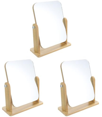 Healeved Miroir De Table Pivotant 360° avec Support en Bois - Miroir De Maquillage Compact pour Salle De Bain Et Chambre Accessoire Pratique pour Maquillage Et Rasage