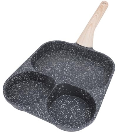 Ausla Padella per Uova Al Tegamino, Set di Padelle per Uova con 3 Sezioni per Frittelle di Bistecca, Uova Al Tegamino, Frittata (Doppio fondo)