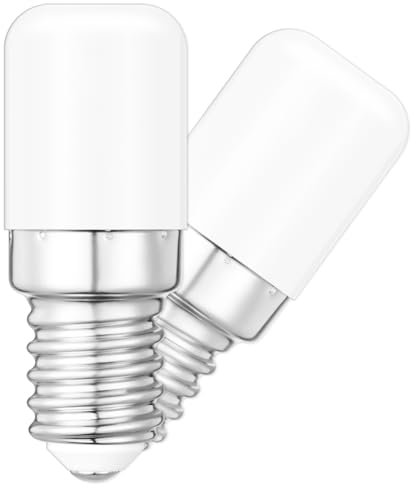 Mizlay LED Kühlschranklampe E14 Kaltweiß 6000K 240V, Leuchtmittel Ersetzt 15W 25W, Klein Glühbirne für Kühlschrank, Salzlampe 2 Stück