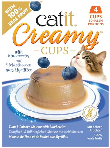 Catit Creamy Cups,Thunfisch & Huhn mit Blaubeeren,4x25g