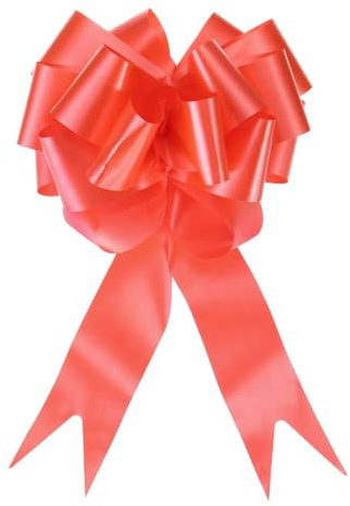 QUARKZMAN 10 Stück Geschenk Schleife mit Geschenkbänder Große Ziehschleife 15cm Geschenkschleife Schleifenband Dekoration für Geschenkverpackung Hochzeit Auto Geburtstag, Rot