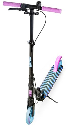 RAVEN – stuntscooter, sparkcykel – sparkcykel för barn och vuxna – hopfällbar, ABEC-9, 4-stegs rattjustering – Pastelle Black/Pink med Handbroms, 145 mm