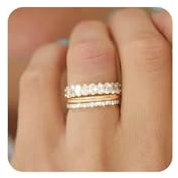 FUNEIA 3 Stück Ringe Gold Damen Frauen 14k Vergoldete Ring Wasserfest Set Dünner Goldene Ringe Statement Daumenring Fingerring Stapelring Zirkonia Schmale Ring Modeschmuck