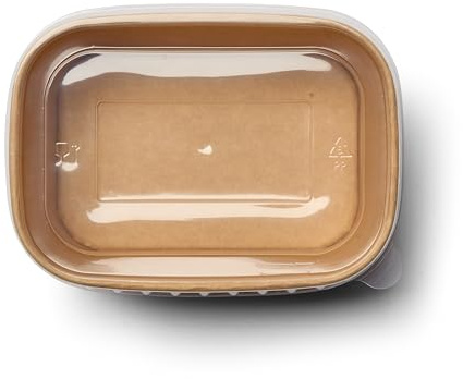 London Coffee Cups 1000ml / 35oz Kraft Takeaway Food Containers with Lids, Rectangular Disposable Paper Food Boxes for Hot Meals, Meal Prep, Catering, Delivery and Restaurants, Pack of 50