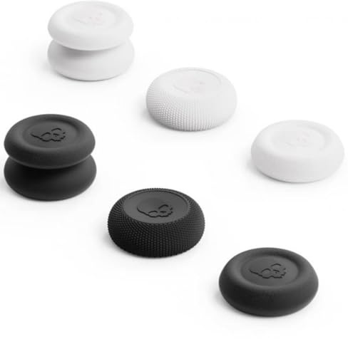 wigmoa NS-C CQC and FPS Thumb Grip Joystick Caps Compatible for Switch Pro & PS5/PS4 Controllers–Analog Stick Cover Set for Enhanced Control and Comfort (Black/White)