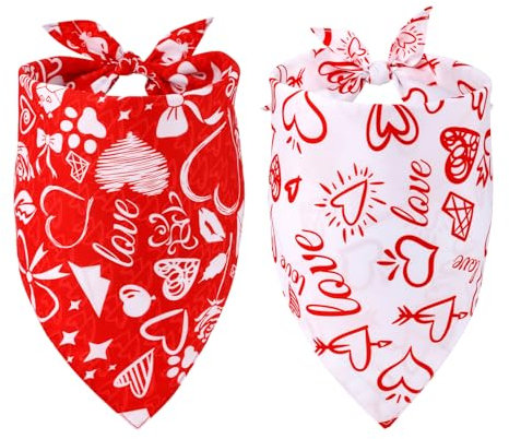 2 Stück Hundehalstücher zum Valentinstag, Doppelseitiges Dreieckstuch für Haustiere Doppellagiges Halstuch für Haustiere Hundeschal für die Meisten Kleinen und Mittelgroßen Hunde (Klein)