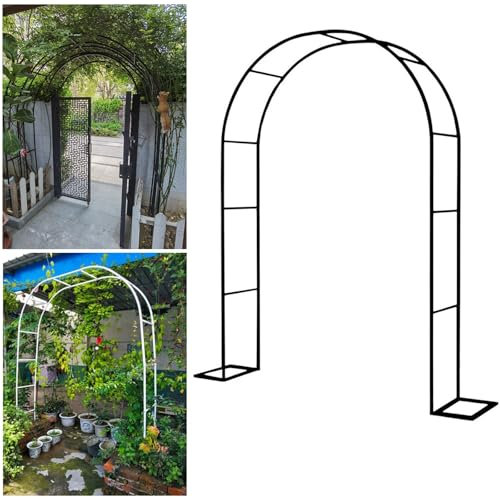 Arche de jardin en métal pour plantes grimpantes, vignes et roses, tonnelle de mariage d'extérieur durable (noir 2 x 2,3 x 0,4 m)
