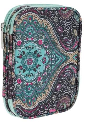 Häkelhakenetui, Stricknadel-Etui, Reißverschluss-Aufbewahrungstasche mit Netz-Taschen für verschiedene Häkelnadeln Strickzubehör, Grün Schwarz | 600D Oxford-Gewebe, Größe: 18x14x4cm, Mit Netzfächern, Reißverschluss, Für Verschiedene Häkelnadeln Und Strickzubehör