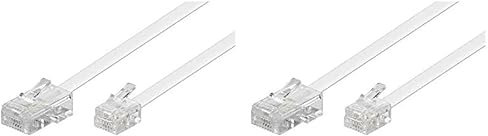 goobay 93061 Telefonkabel RJ11 Stecker auf RJ45 Stecker Flachkabel RJ11 Kabel für Faxgerät DSL Modem VDSL Router Kabel ISDN DSL Kabel Weiß 3m (Packung mit 2)