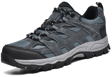 Unitysow Hiking Boots Men’s Women’s Walking Shoes Trainers Low Rise Trekking Climbing Shoes Outdoor Backpacking Camping Sneaker,Grey 1,9.5 UK
