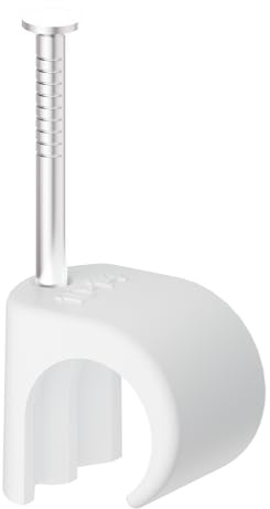 Temolink kabelklämmor, 100 stycken nagelklämmor, 10–14 mm, 304 rostfritt stål, kabelhantering för telefon och ethernet-kabel, strömkabel, rör, vit