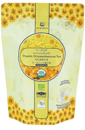 Suwirun Organic Chrysanthemum Tea 25 Bags – 100% Chrysanthemum Flowers – Naturally Caffeine-Free, Sweet Floral Aroma – Supports Relaxation & Wellness