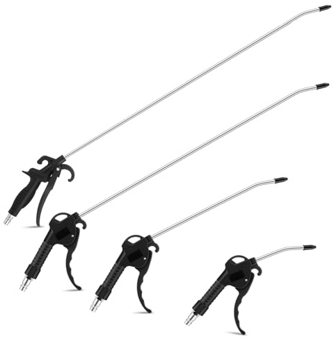 MorningRo 4 Pcs Air Blow Gun Kit 4, 11, 19 and 33'' Air Blower Gun with Angled Aluminum Nozzle Pistol Grip for Industrial Household Car Detail Mechanics