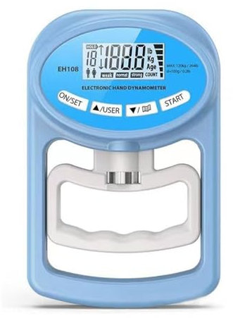 Probador de fuerza de agarre, dinamómetro de mano Digital de 265Lbs/120Kg, medidor de fuerza de agarre, pantalla LCD USB, agarre de mano for entrenamiento deportivo de potencia,Alta Precisión(Blauw)