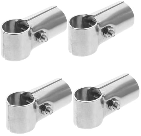 ELAYARD 4pcs Stainless Steel Panel Clamp Connector for Chain Link Fence Pole Clamp for Greenhouse Shelves and Rail Brackets DIY Pipe Repair Fixing Tool with Screw Fixation