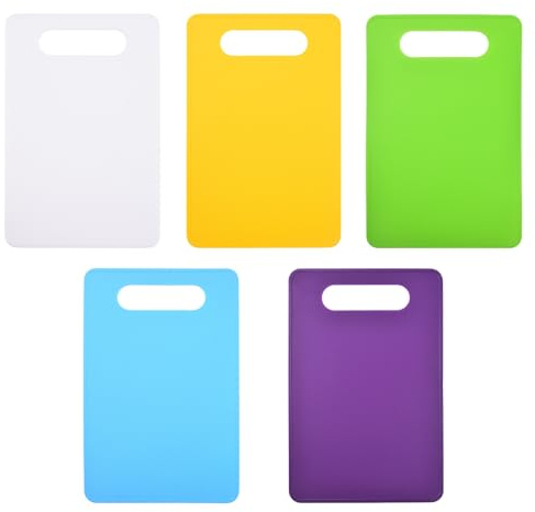 Rainway Lot de 5 planches à découper en plastique antidérapantes - 19 x 29 cm - Multicolores - Antibactériennes - En plastique sans BPA - Pour légumes, fruits, viande, pain