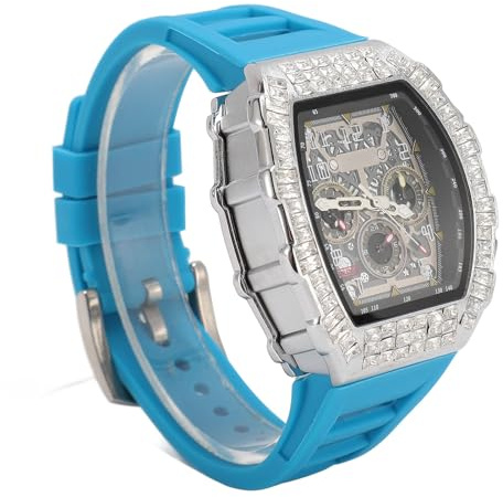 CFTGIW Herrarmbandsur 30M Snygg Silikonrem Automatisk Mekanisk Hollow Watch Rose Blue Kombinerad med Design Herr Automatisk Mekanisk KlockaAutomatisk WatchHerr (Rose blå)